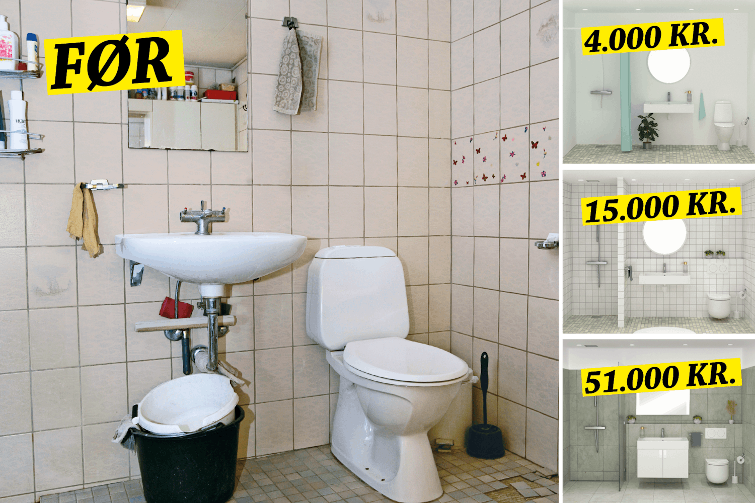 Nyt bad på 3 budgetter